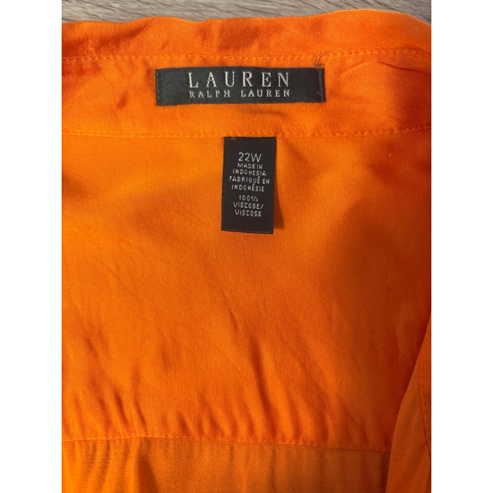 Ralph Lauren Orange Satin Shirt Dress Belted 22W - Picture 7 of 11